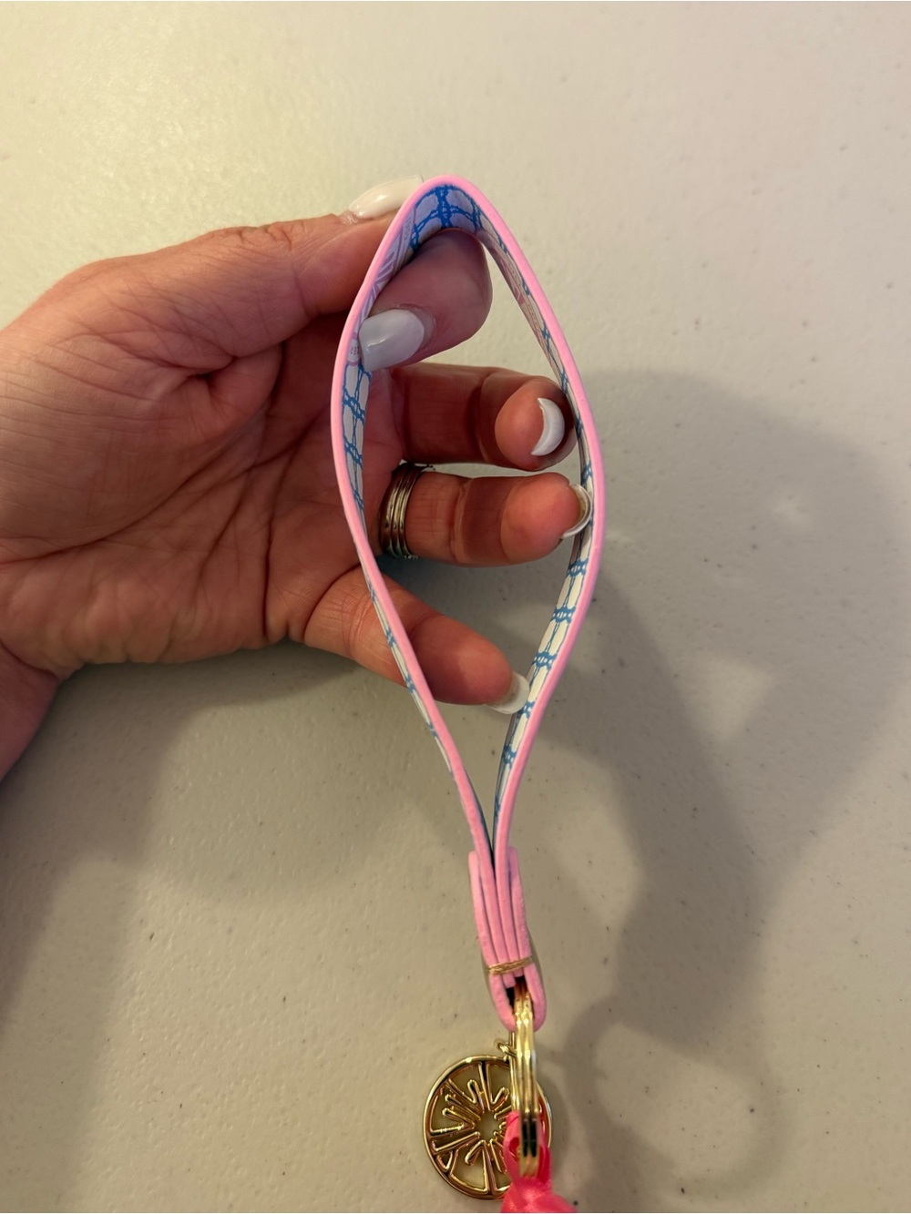 Lilly Pulitzer Strap Keychain in ‘Frenchie Blue Caning’ - *NWT* - Picture 9 of 16